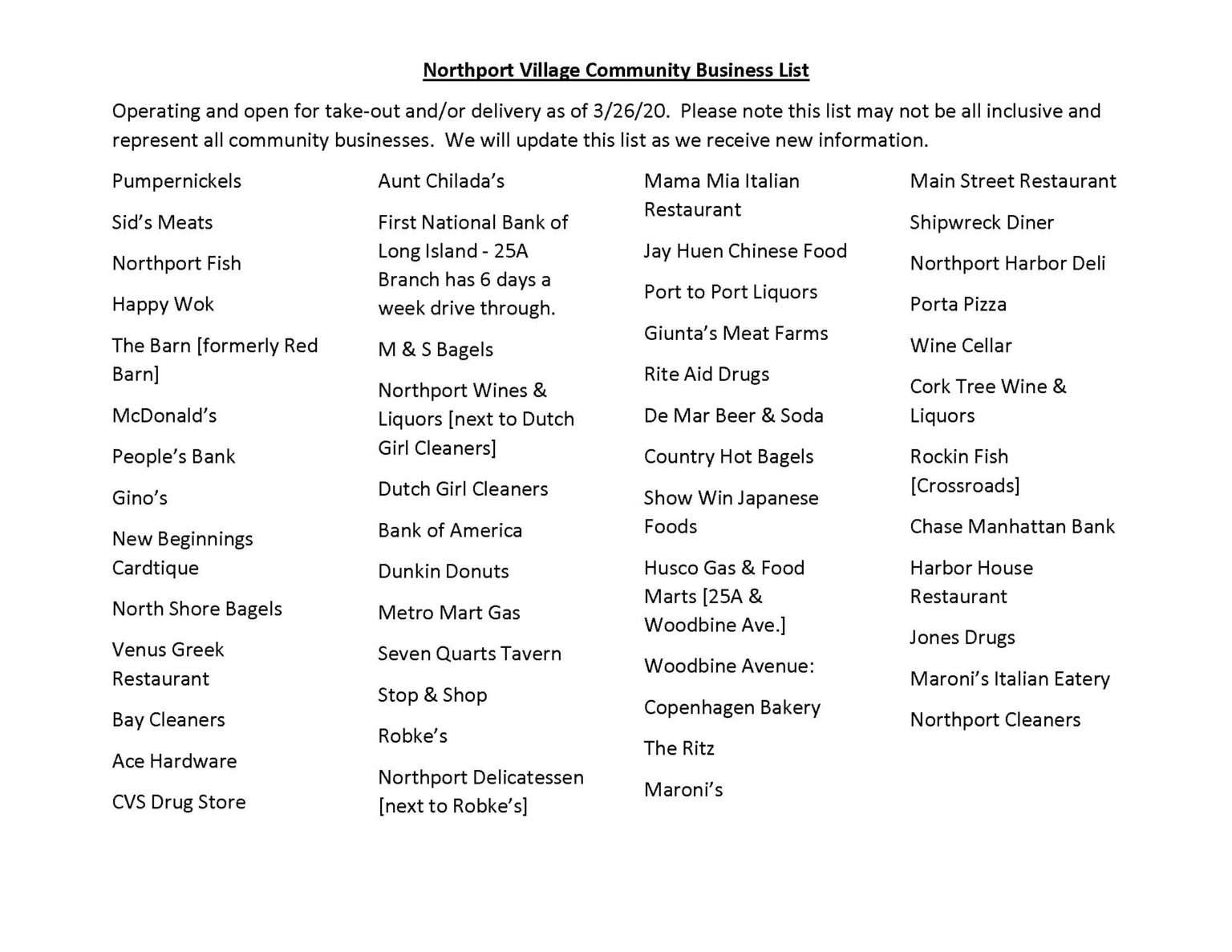 Northport Open Businesses The Official site for the Village of